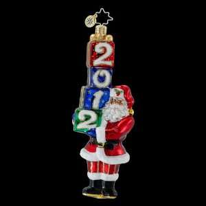 RADKO DATED FOR DELIVERY 2012 Santa Glass Christmas Ornament Christmas 