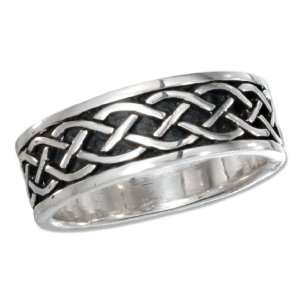   Sterling Silver 7mm Antiqued Celtic Braid Band Ring (size 11) Jewelry
