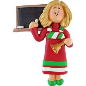   Teacher Female Blonde Personalized Christmas Ornament 