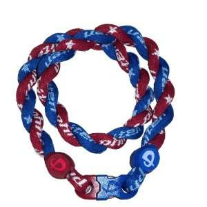 Phiten Custom Tornado Necklace   Royal Blue with Red (Maroon) 22 