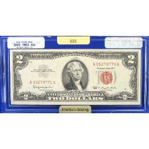  Series 1963 $2.00 Red Seal United States Note FR 1513 SGS 