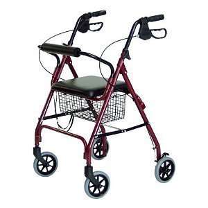  Rollator Deluxe Burgundy, Folding, Light and Sturdy 
