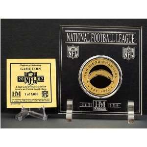 San Diego Chargers 24KT 2007 Gold Game Coin in Archival Etched Acrylic 