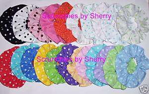 Polka Dots Dot Fabric Hair Scrunchies Ties 23 Colors  