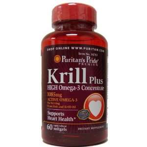 Puritans Pride Krill Plus High Omega 3 Concentrate, 60 Rapid Release 