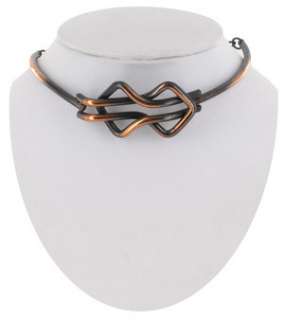 Vintage Copper Tight Choker Dog Collar Necklace Modernist Design 