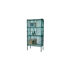   Security Cage Kit, Green, 74 in Posts, Leveling Feet, 24 in D x 60 in
