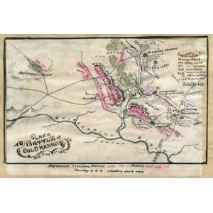  Civil War Map Plan of Battle of Cold Harbor, Va.  June 