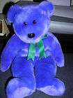 Large TY purple Employee Bear Beanie Buddy 14 gift EUC
