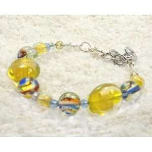  Yellow and Blue Beaded Bracelet 