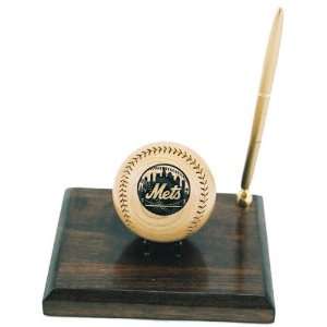  New York Mets Wood Baseball Desk Set with Pen Sports 