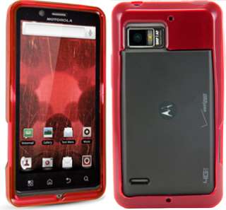   Battery Fit TPU Hard Rubber Case for Motorola Droid Bionic RED  