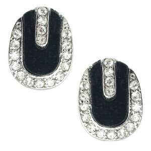  Finale Silver Black Crystal Clip On Earrings Jewelry