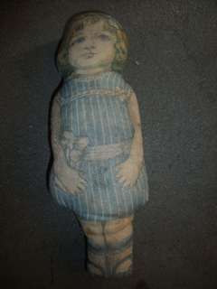 VINTAGE PATTERN CLOTH GIRL DOLL IN DRESS & BUCKLE SHOES  