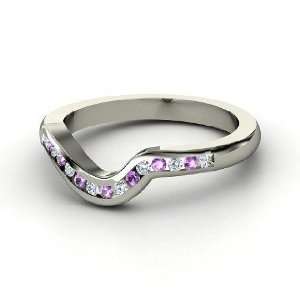  Embrace Matching Band, 14K White Gold Ring with Amethyst 