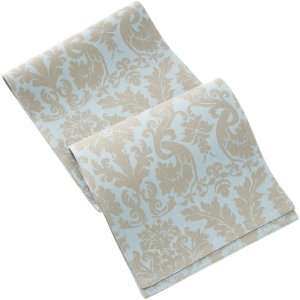 Mahogany Large Damask Blue Jacquard Weave Runner 14 inch by 72 inch 