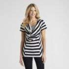 Almost Famous Womens Striped Drape Neck 2 in 1 Top