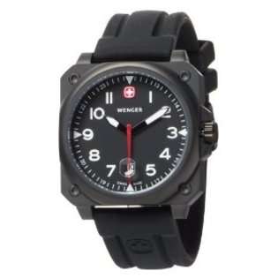 Wenger Mens 72424 AeroGraph Cockpit Black PVD Rubber Strap Watch at 