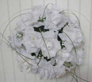 Brides Silk Wedding Bouquet Pure White Great Toss C375  