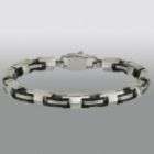 Silvertone Stainless Steel and Black Link Bracelet