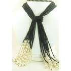 JewelBasket Scarf Necklaces   Black Onyx SCARF Necklace with 
