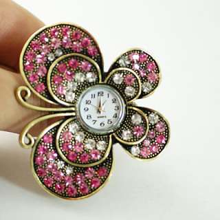   NEW Women Crystal CZ Gemstone Butterfly Watch Rings Adjust Ring  