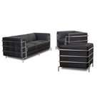 Diamond Sofa Citadel 3 Piece Leather Sofa and Chair Set   Black   See 