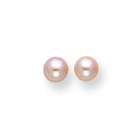 VistaBella 14k Gold 5.5mm Pink Cultured Pearl Solitaire Earrings