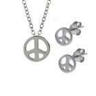 Bling Jewelry Sterling Silver Mini Peace Pendant Necklace and Earrings 