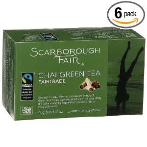 Scarborough Fair Fair Trade Chai Green Tea, Enveloped Tea Bags, 20 