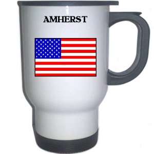  US Flag   Amherst, New York (NY) White Stainless Steel Mug 