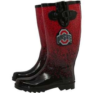   State Buckeyes Ladies Scarlet Black Tall Rain Boots