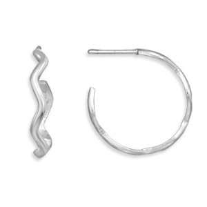  1.5mm Wavy 3/4 Hoop Earrings Jewelry