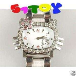 Hello Kitty steel rhinestone Wrist Quartz Watch 0350  
