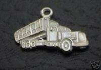 Sterling Silver Roll Off Garbage Truck Charm Pendant  