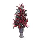 Allstate 28 Red & Burgundy Berry Cone Shaped Christmas Topiary Tree