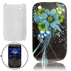   Teal Flowers Plastic Back Case for Blackberry Curve 8520 Electronics