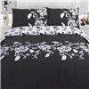 Kensington Black & White Floral Reversible Duvet Quilt Cover Bedding 