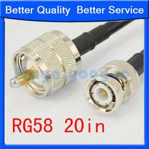   UHF PL259 male plug to BNC male plug jumper pigtail cable RG58  