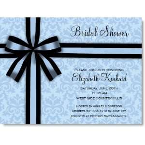  Black Bow On Blue Damask Invitations Health & Personal 