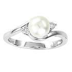   14k Yellow Gold FreshWater Cultured White Pearl Diamond Ring