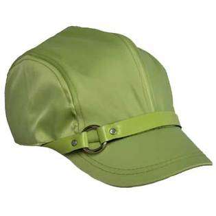   LIME GREEN SEXY SATIN 4 PANEL JOCKEY CAP W/ O RING TRIM 