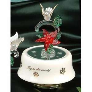 Dove Bird With Poinsettia Flower Music Trinket Jewelry Box Decor Rose 