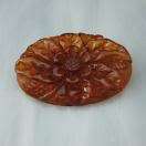 Large Carved Faux Amber FlowerVintage Brooch Pin  