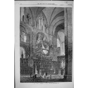  1864 INTERIOE CHOIR HEREFORD CATHEDRAL ARCHITECTURE 
