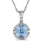 Amour Blue Topaz and Diamond Accent Pendant in 10k White Gold