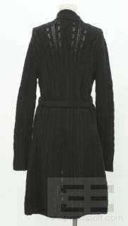 Ralph Lauren Black Label Black Wool & Cashmere Belted Cardigan Size M 