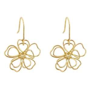 Floral Wire 14k Gold Plate Dangle Earrings