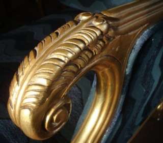 French Antique Style Gilt Carved Wood Large Chaise Lounge  