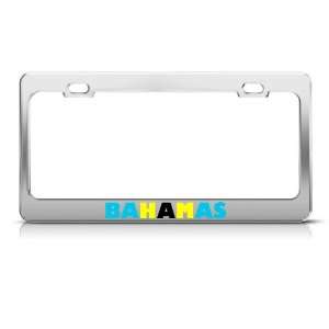 Bahamas Flag Country license plate frame Stainless Metal Tag Holder